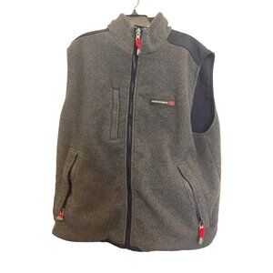 Vintage Abercrombie Mens Fleece Vest L Gray Black Nylon Polyester Made In Korea